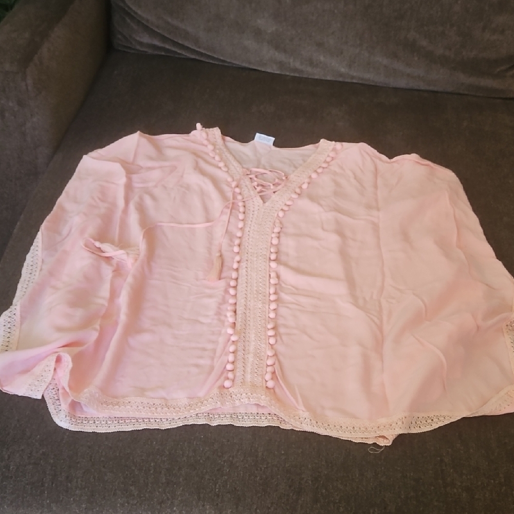 Lulla Collection Pink Lace-Trimmed Cover Up